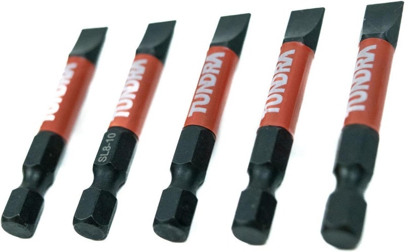 Tundra Tools #8-10 Impact Screwdriving Slotted Bits, 5 pack, impact rated for impact drivers - Image 2